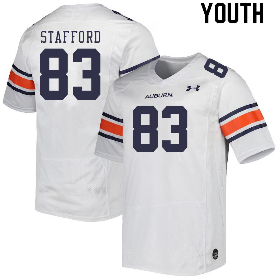 Youth Auburn Tigers #83 Colby Stafford White 2023 College Stitched Football Jersey